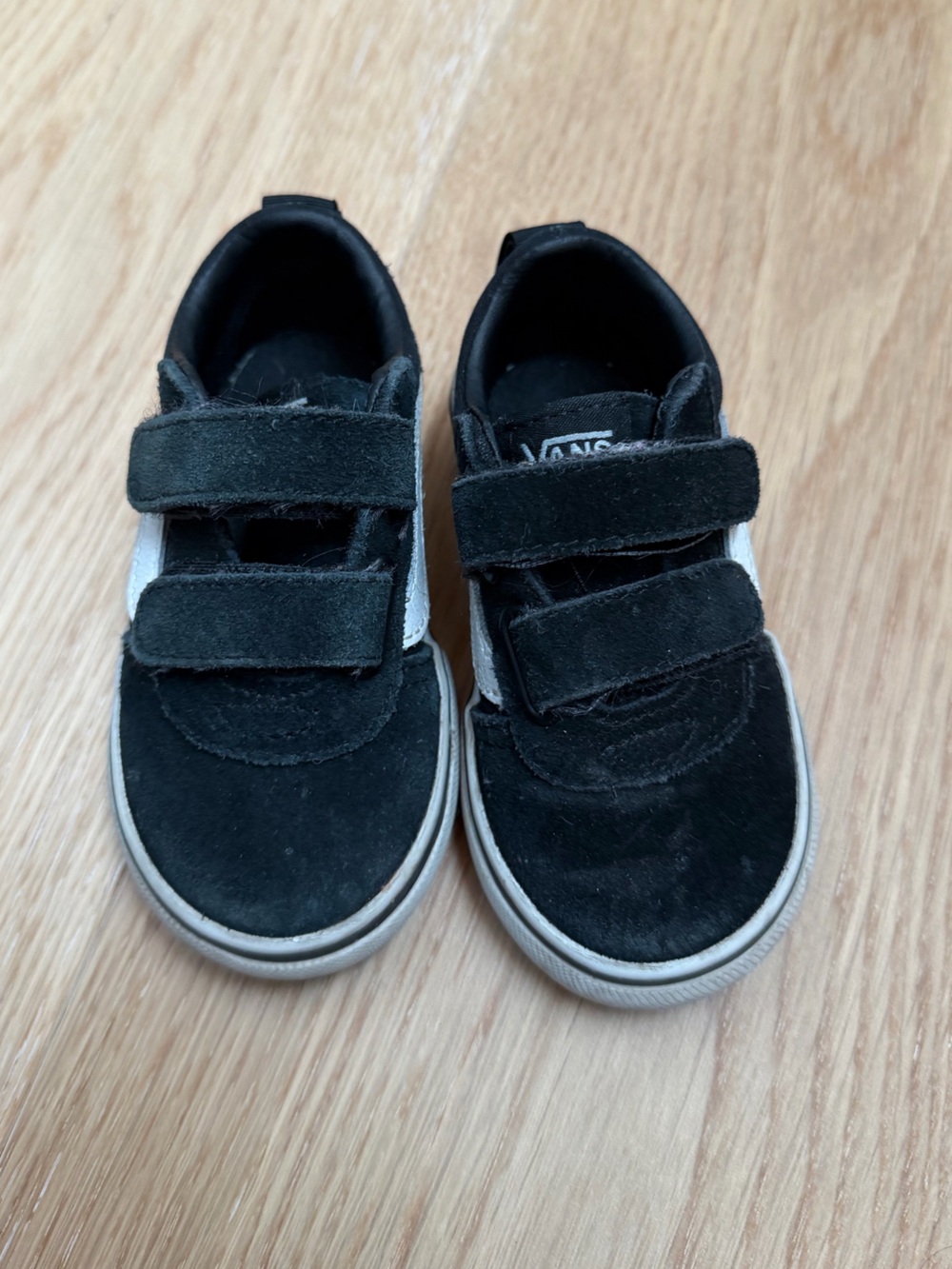 Vans Toddler Black and White Velcro Skate Sneakers